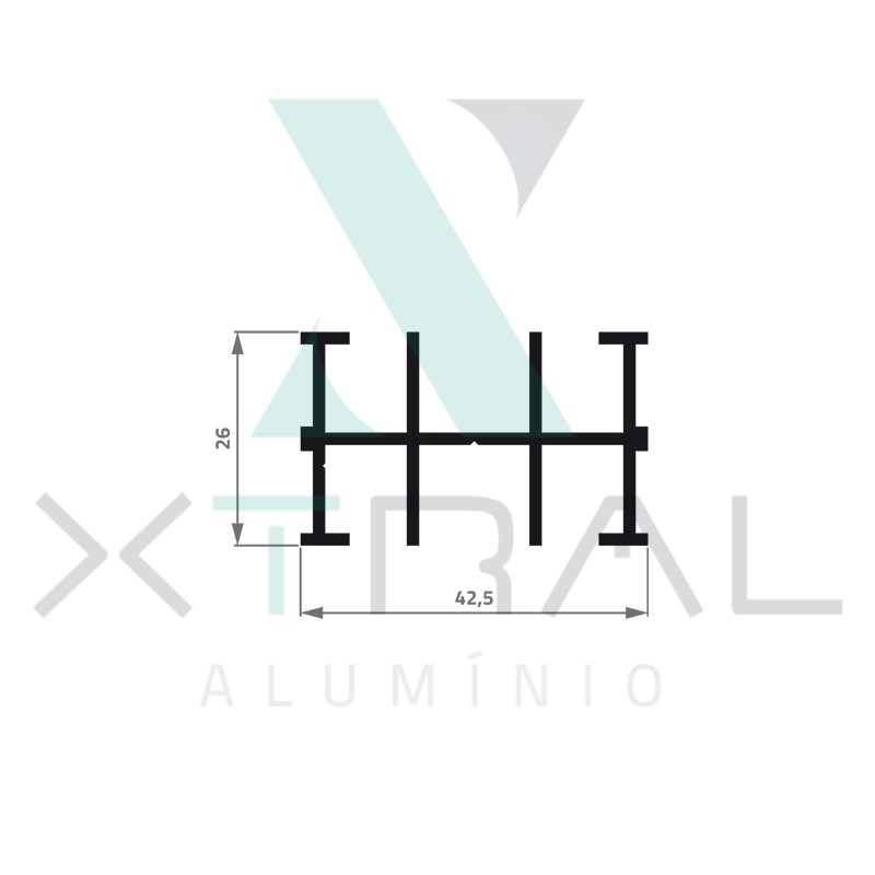 XTL-508 - (MONTANTE-43) - PESO LINEAR: 0,656kg/m