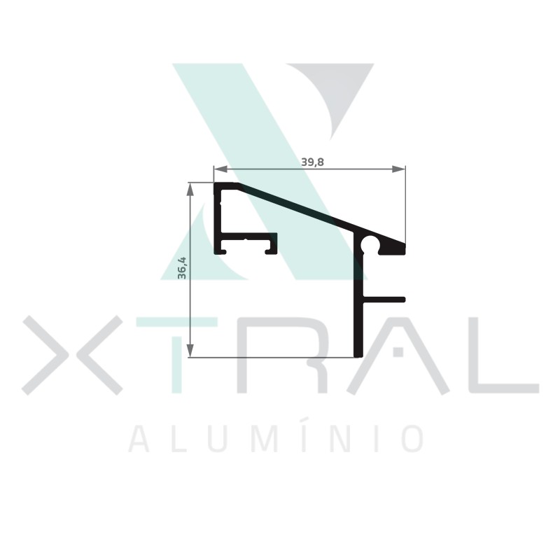 XTL-539 - (PERFIL VIDRO) - PESO LINEAR: 0,478kg/m