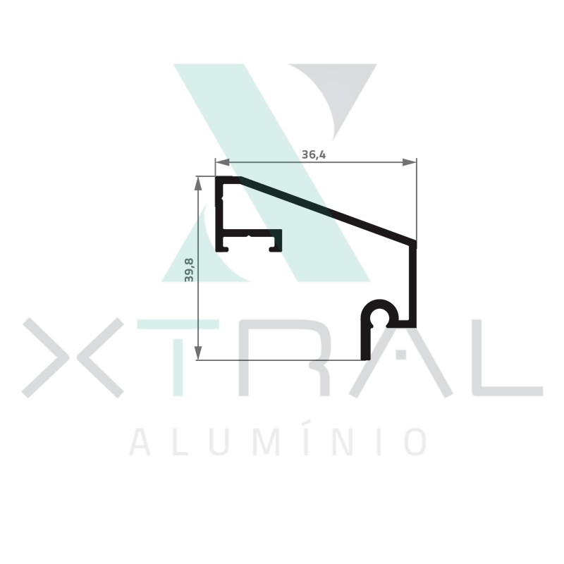 XTL-540 - (PERFIL VIDRO) - PESO LINEAR: 0,466kg/m